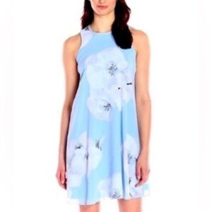 Calvin Klein A-Line Soft Blue & White Floral Print Dress, EUC, Sz. 6